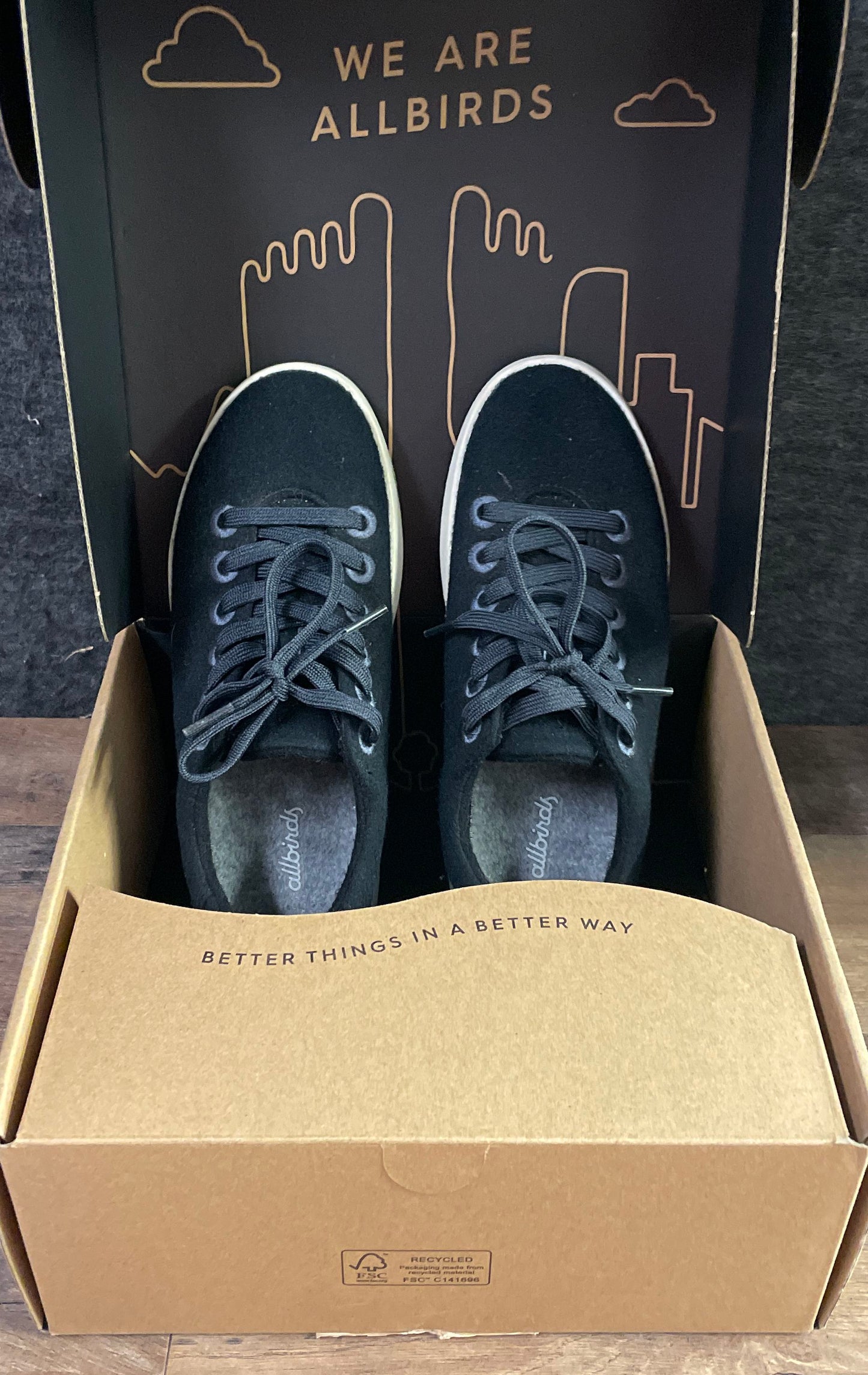 Allbirds Wool Pipers True Black Sustainable Sneakers Women's Size 7