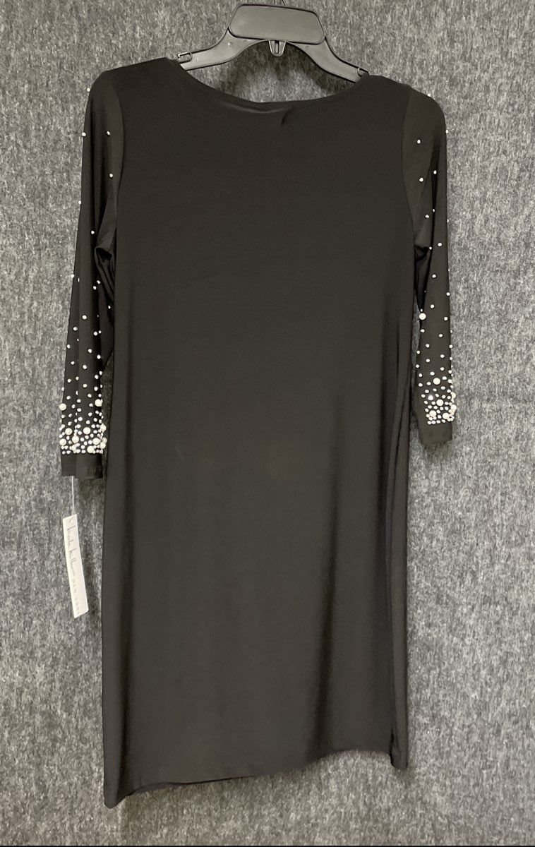 Nicole Miller Women's Black Pearl Rhinestone Knit Sheath Dress NWT Sz S
