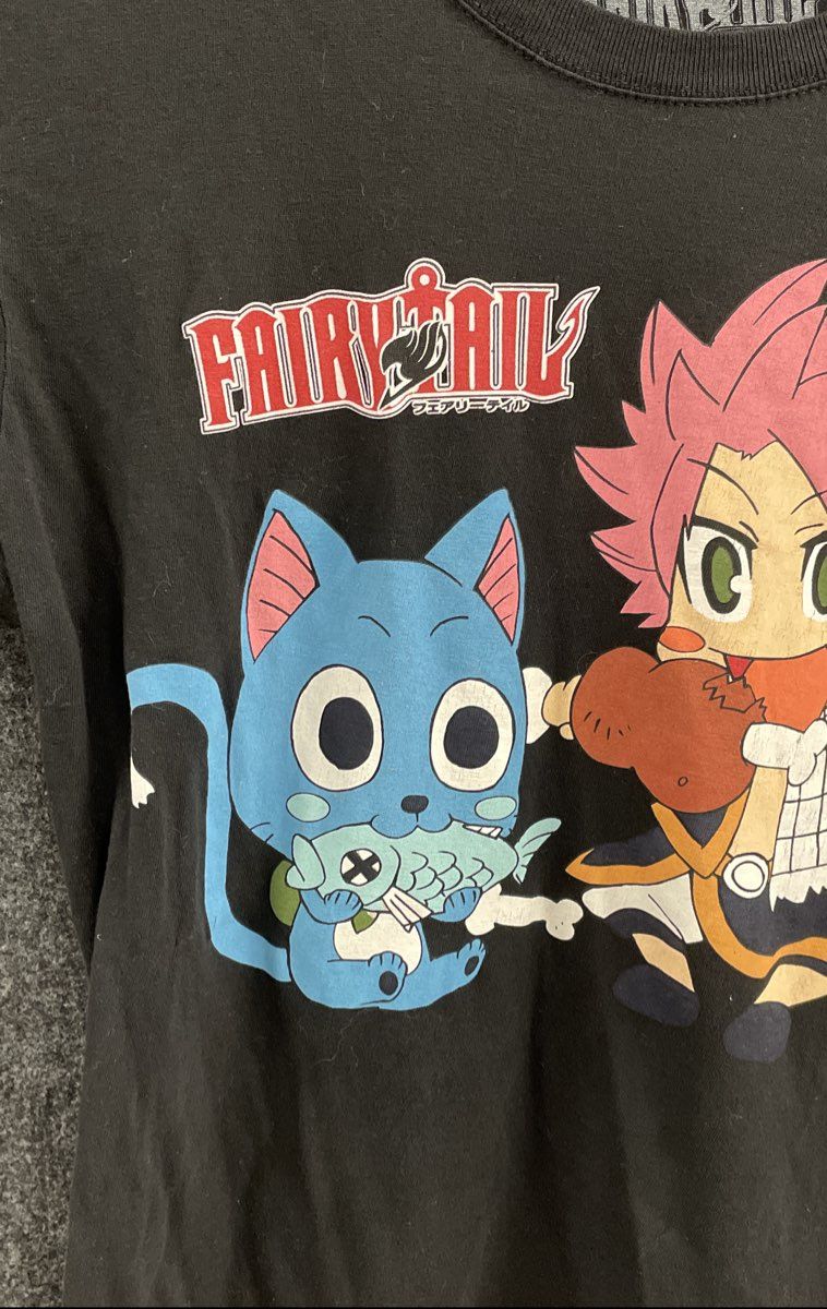 Fairy Tail Men's Black Chibi Natsu Happy Funimation Anime T-Shirt Sz XL
