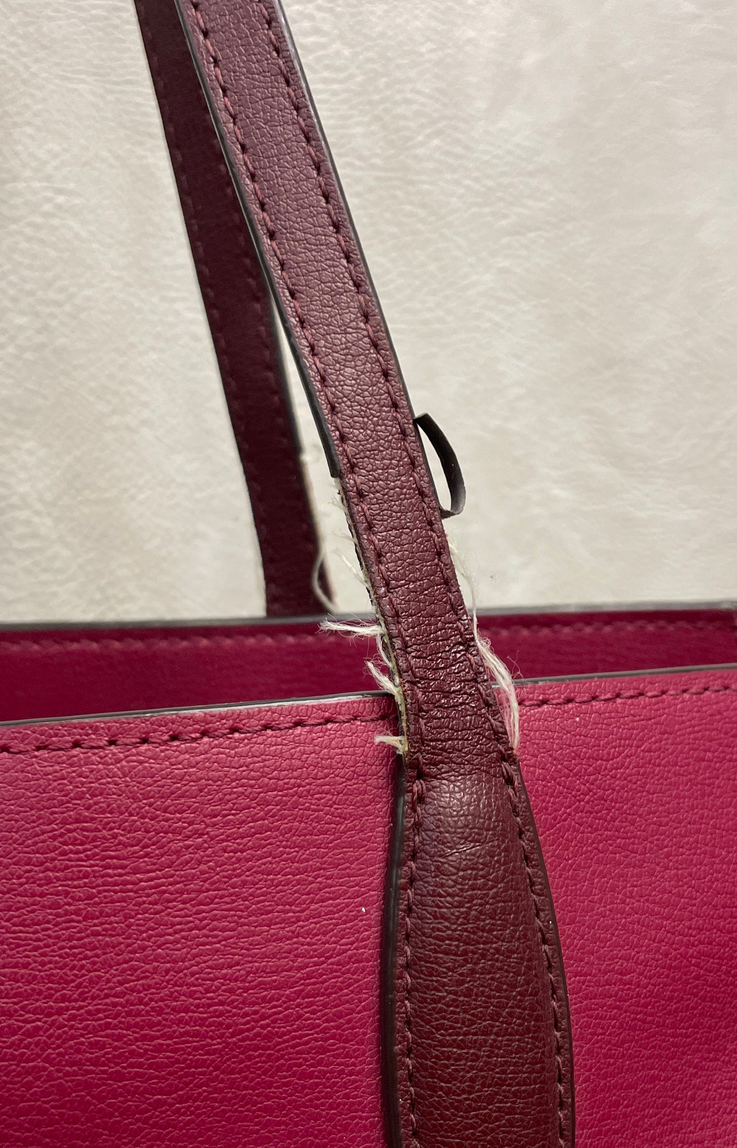 Kate Spade Cranberry Pebbled Leather Tote Bag and Matching Wallet Lot of 2
