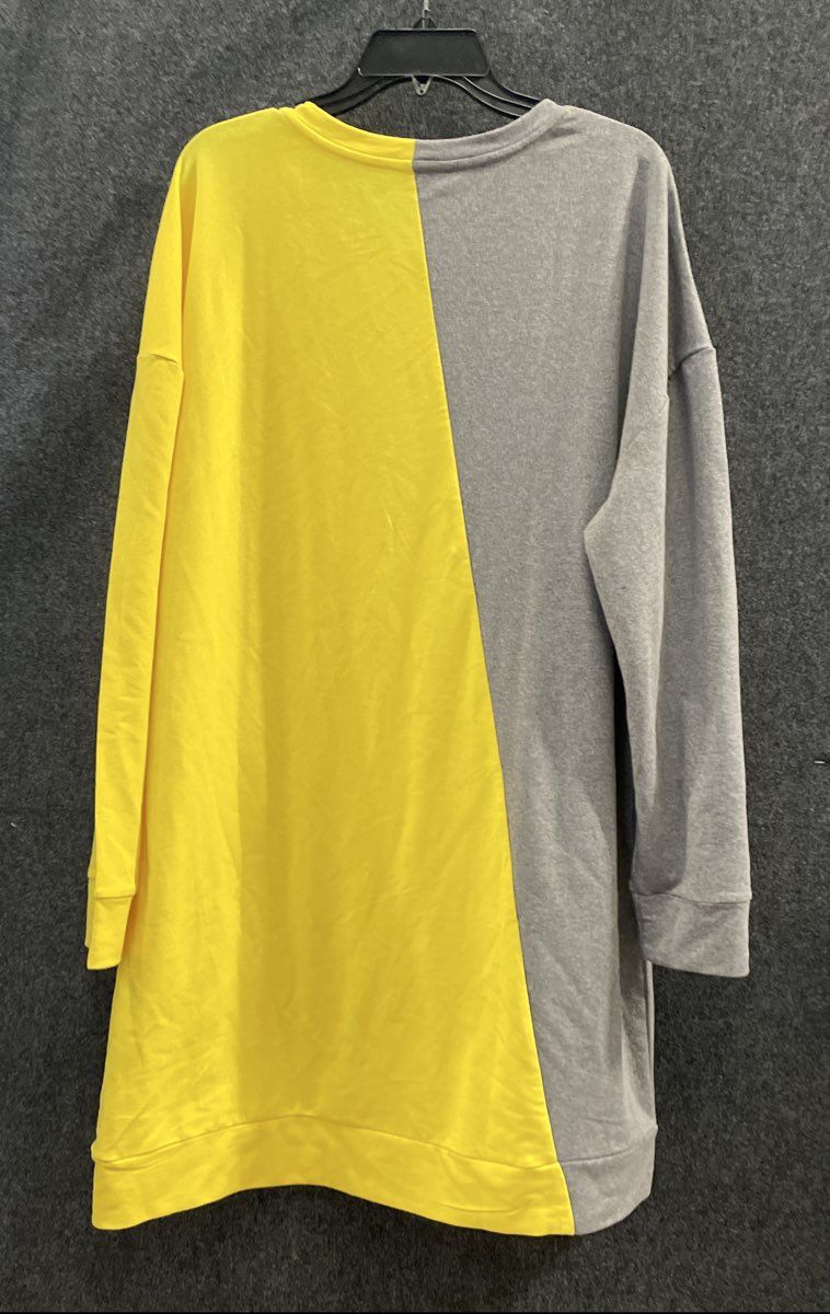 New York & Company Women's Yellow & Grey Colorblock Long Sleeve Top Sz XXL NWT