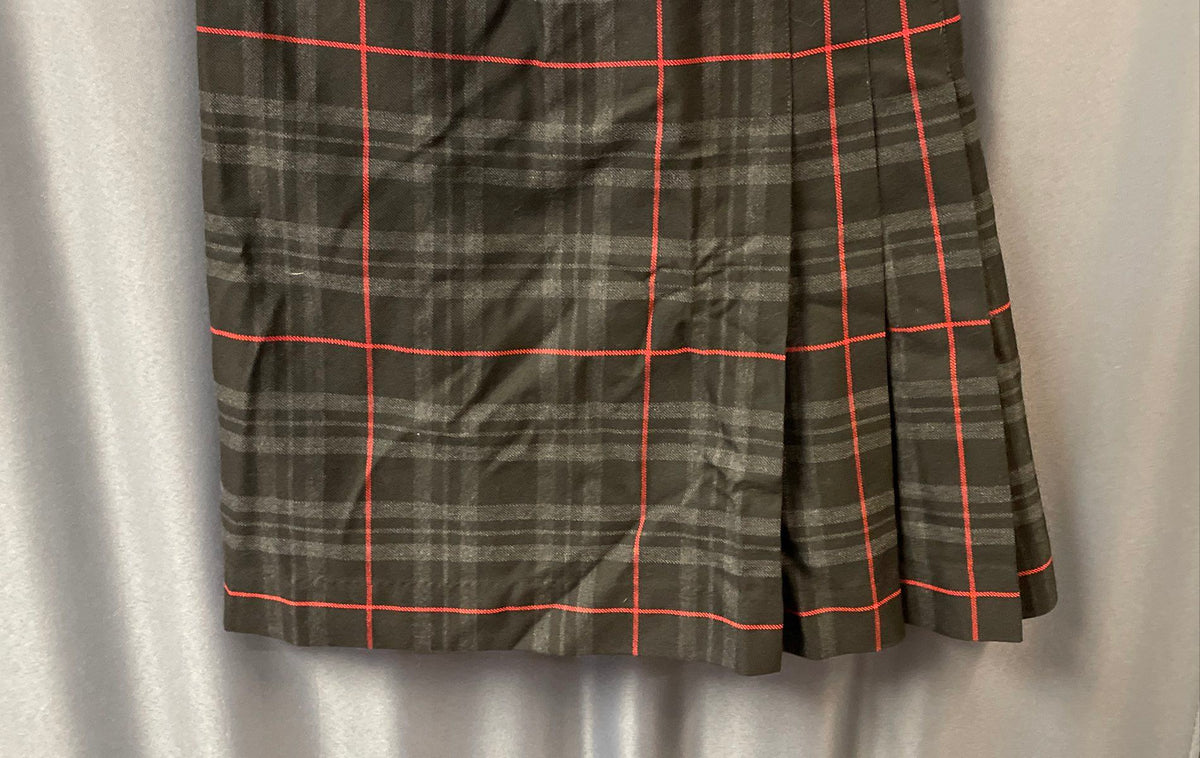 USA Kilts Women's Glyndwr Tartan Pleated Kilt Skirt Black Red 26" Waist