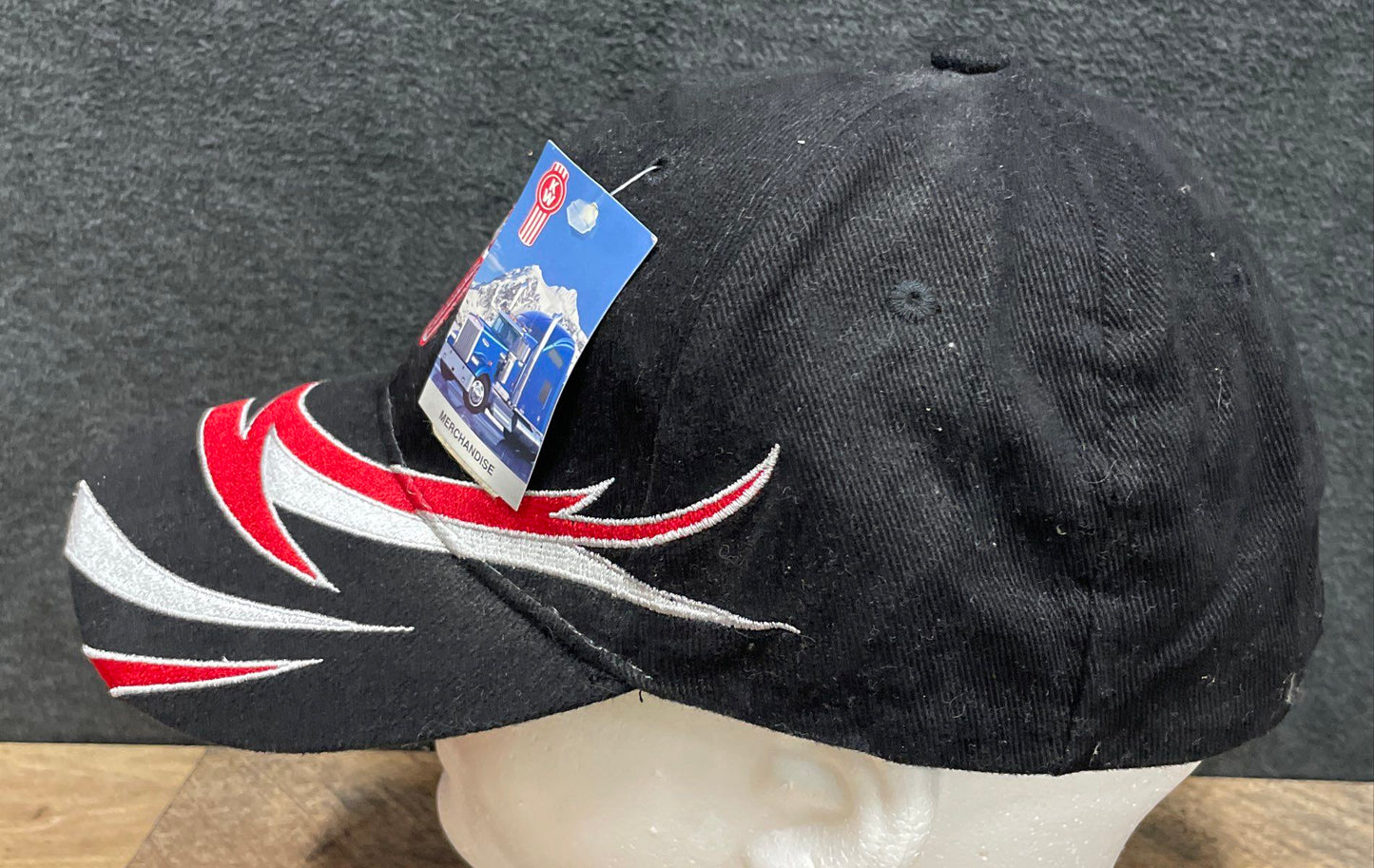 Kenworth Men's Black Baseball Cap Red Silver Graphic Embroidered Logo NWT