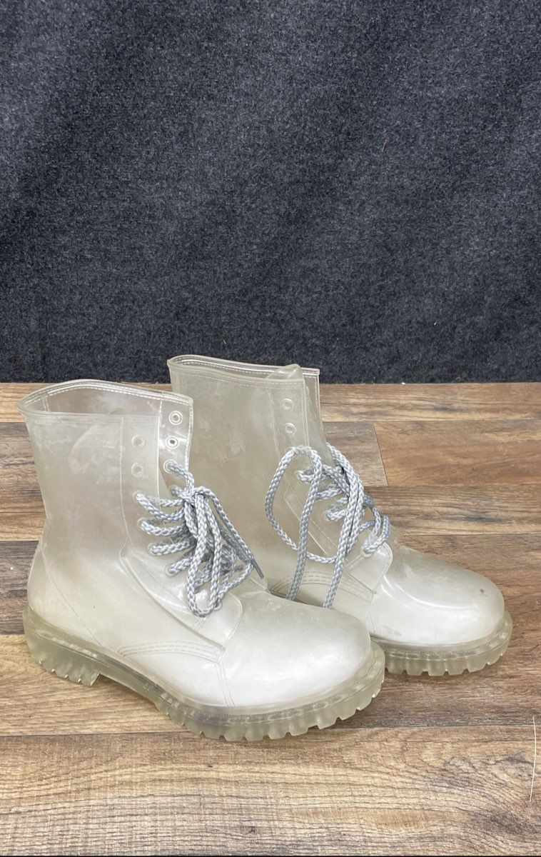 Dirty Laundry Balancie Clear Transparent Lace Up Combat Rain Boots Size 9
