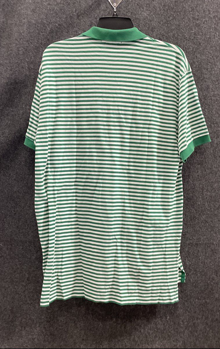 Polo Ralph Lauren Men's Green White Striped Pima Cotton Polo Shirt Size L