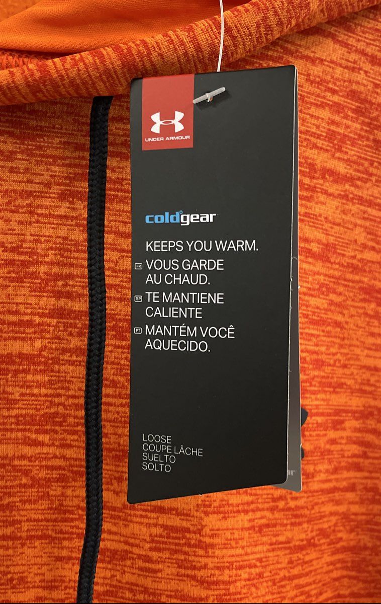 Under Armour Men's Hoodie Orange Heather ColdGear Armour Fleece Pullover NWT M