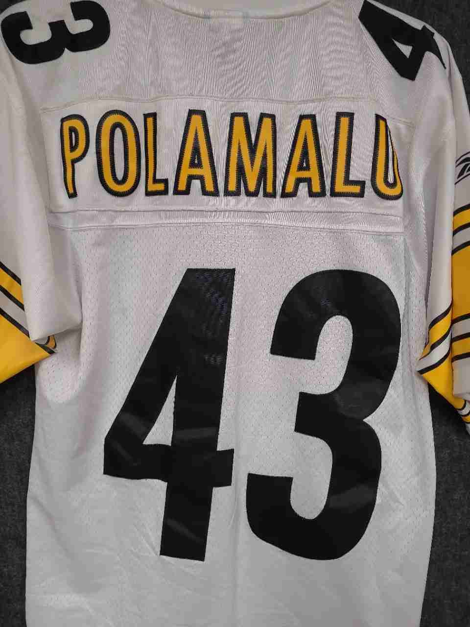 Reebok Men's Pittsburgh Steelers Troy Polamalu #43 NFL Jersey White Size S