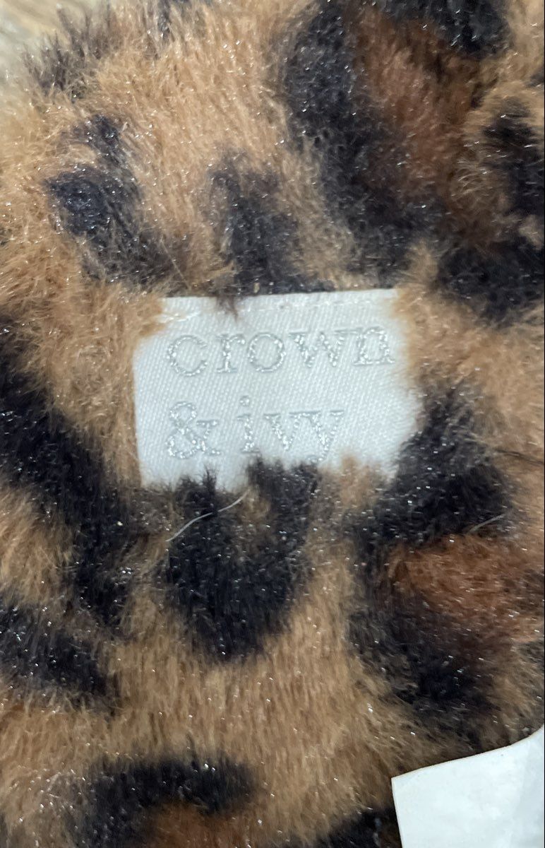 Crown & Ivy Tessa Leopard Print Fuzzy Faux Fur Platform Slides Size 7