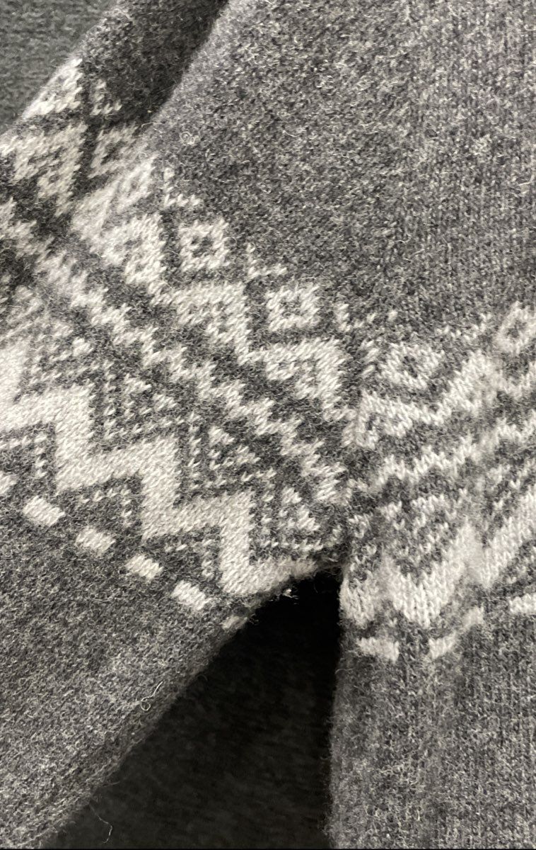 Daniele Blasi Men's Gray Wool Blend Fair Isle Henley Mock Neck Sweater Size M