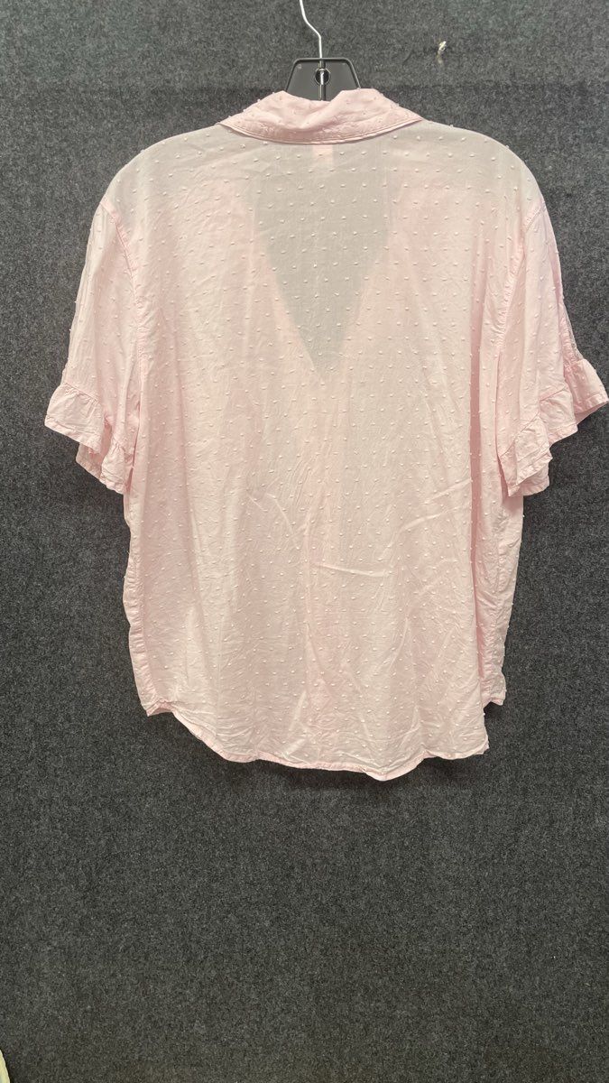 Victoria's Secret Women's Pink Swiss Dot Lace Short Sleeve Pajama Top Sz Large