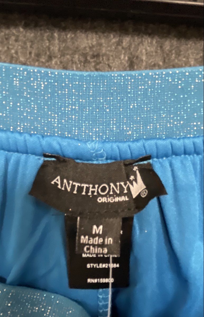 Antthony Women's Blue Pleated Glitter Metallic Tulle Midi Skirt Size M NWT