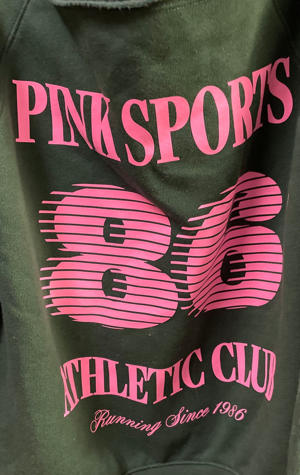 Pink Victoria's Secret Women's Green Athletic Club 86 Graphic Sweatshirt NWT XS