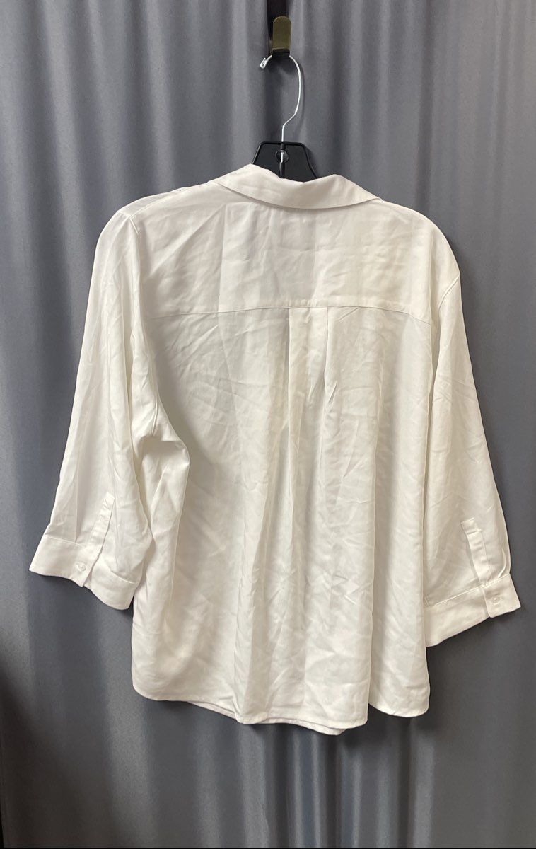 Philosophy Women's White Viscose Blend Split Neck Blouse Shirt Sz XL