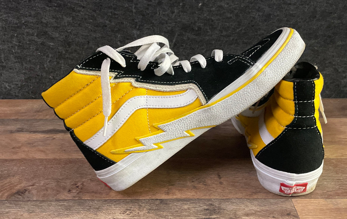 Vans Sk8-Hi Bolt Black Yellow Lightning High Top Sneakers Men's 7.5 Women's 9