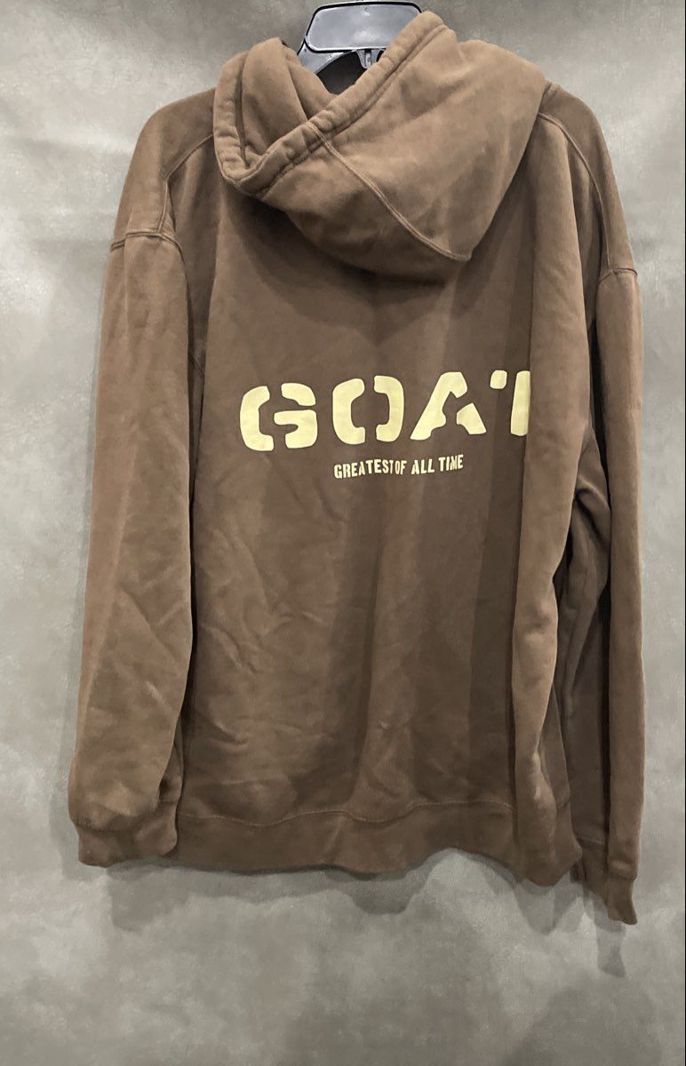 Fashion Nova Men's Brown GOAT Greatest Of All Time Graphic Fleece Hoodie Sz 2XL