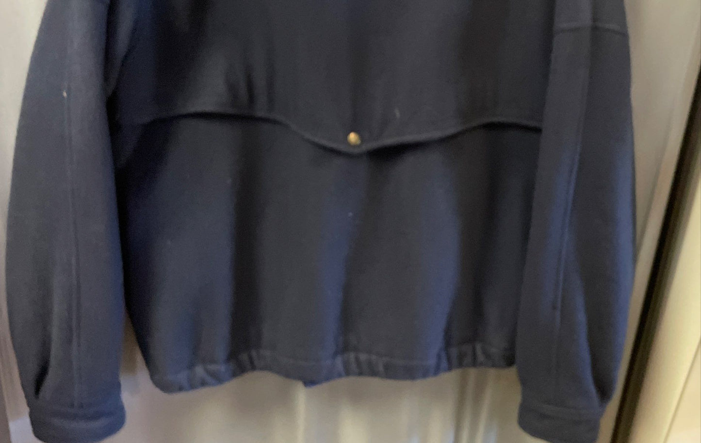 Vintage 90s Caynes Men's Navy Blue Wool Blend Plaid Lined Bomber Coat Sz L/XL