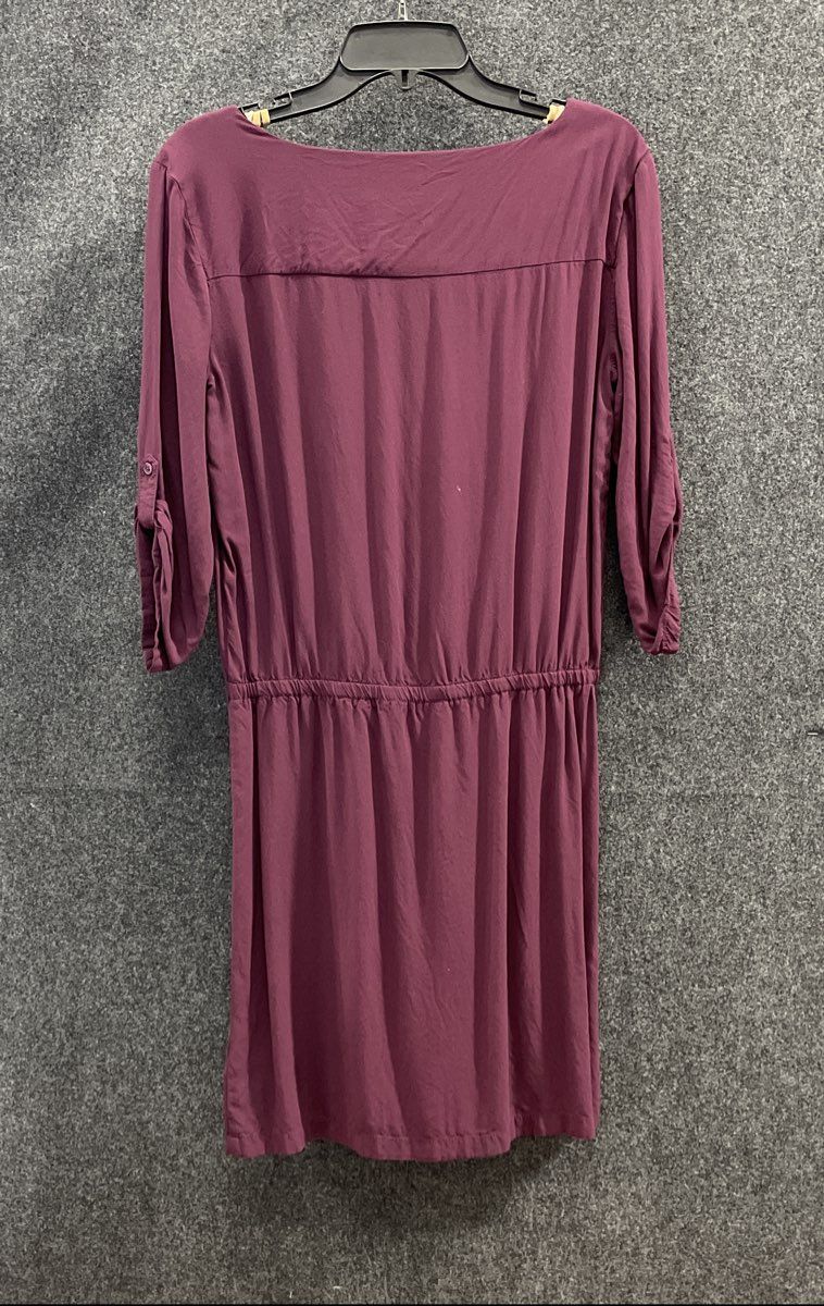 Banana Republic Women's Burgundy Viscose Short Sleeve Pocket Dress Sz S