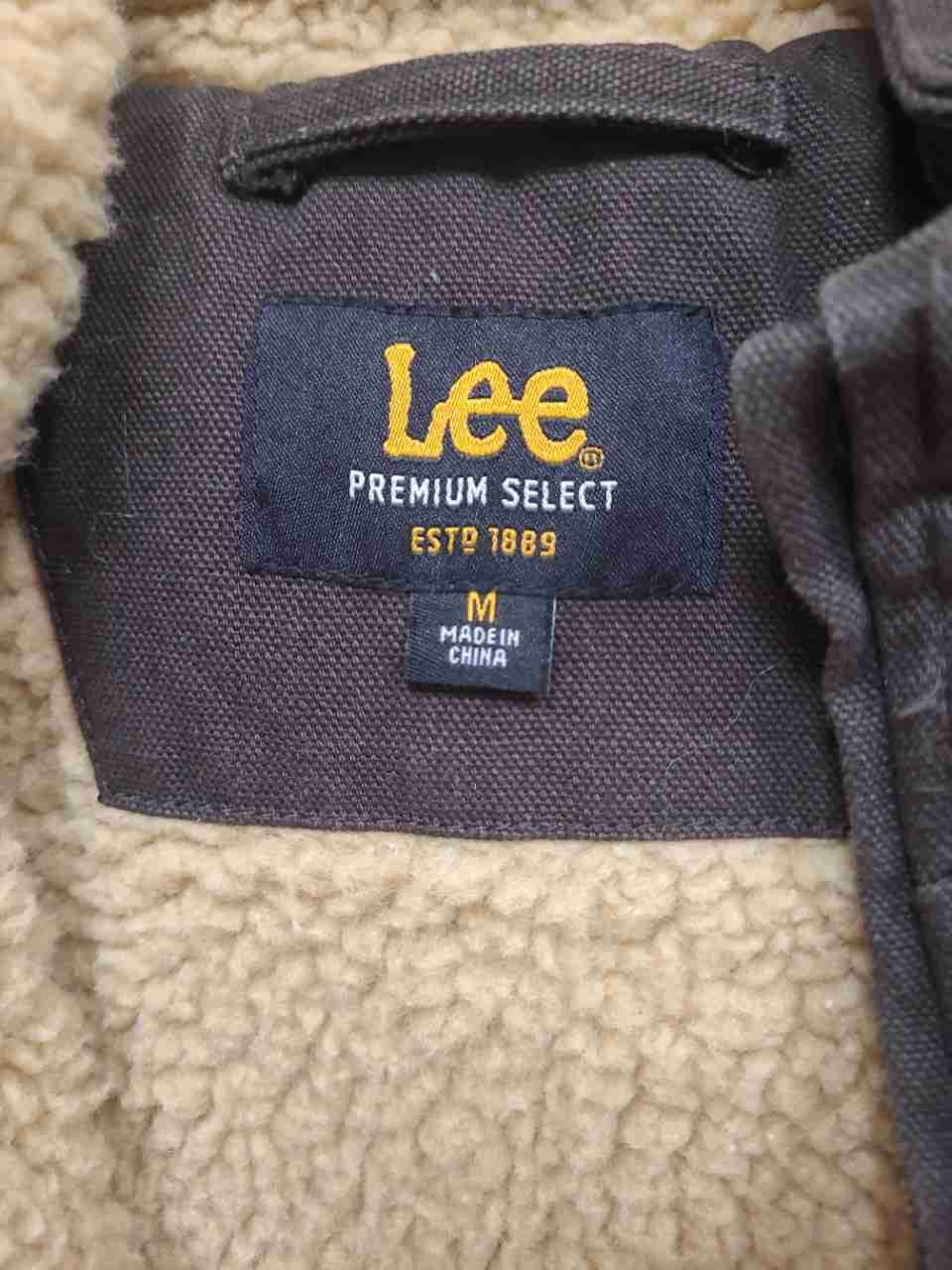 Lee Men's Brown Premium Select Faux Sherpa Lined Canvas Hooded Work Jacket Sz M