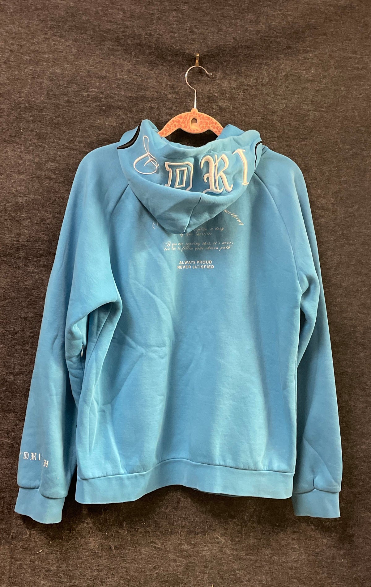 Hoodrich Men's Light Blue Pullover Graphic Logo Hoodie Sz L