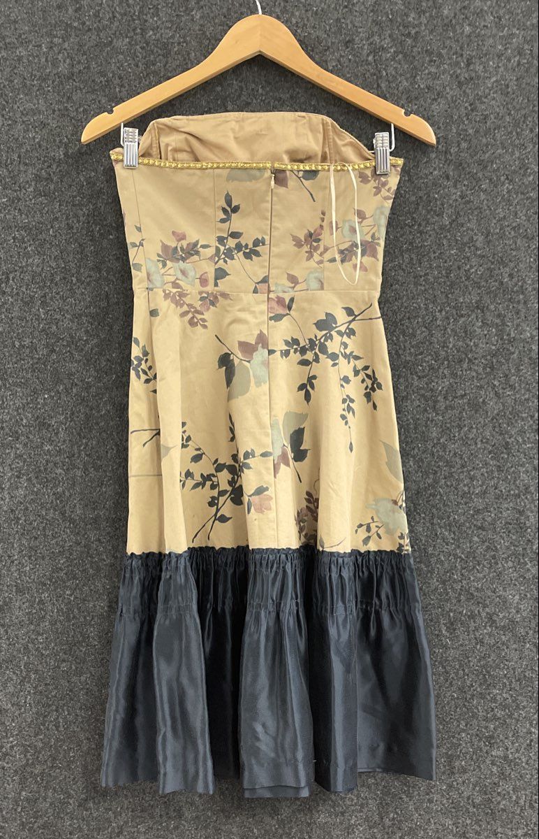 Tabitha Anthropologie Women's Winter Flame Strapless Beaded Floral Dress Sz 2
