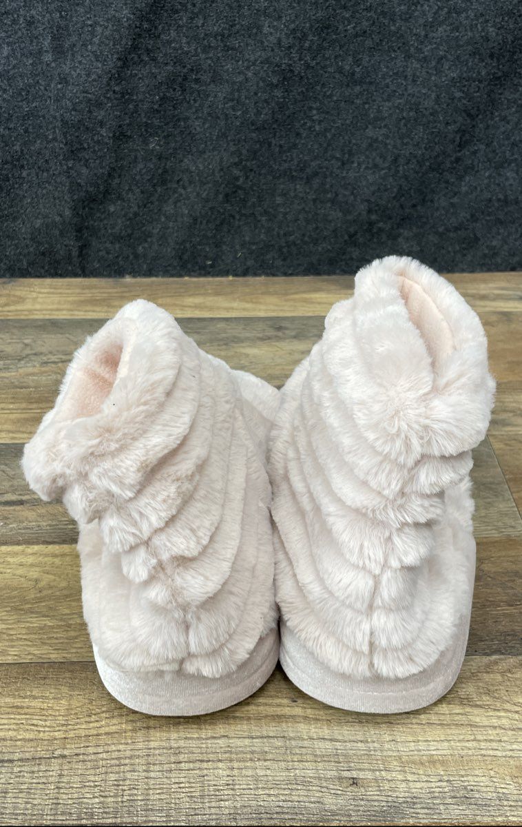 Aeropostale Blush Pink Faux Fur Heated Slipper Booties Women's Size Large