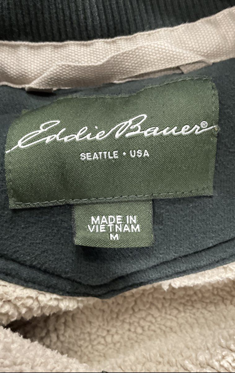 Eddie Bauer Men's Dark Green Full Zip Sherpa Lined Mock Neck Jacket Size M