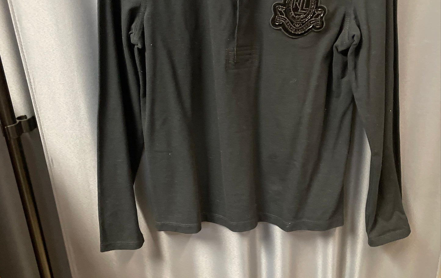 Lauren Jeans Co Ralph Lauren Women's Black Long Sleeve Crest Polo Shirt Sz L