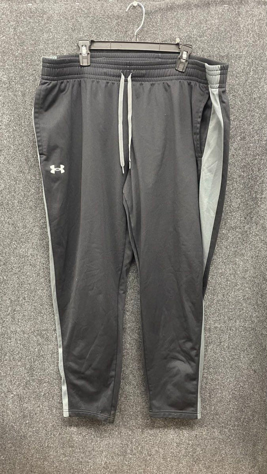 Under Armour Men's Black Gray Loose Fit Logo Side Stripe Track Pants Size 3XL
