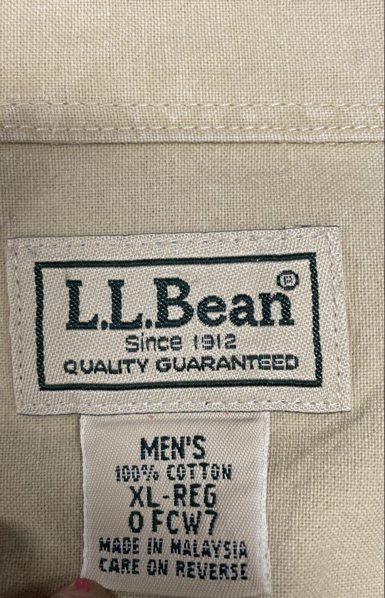 Vintage 90s L.L. Bean Cotton Canvas Field Shirt Khaki Button Up Sz XL