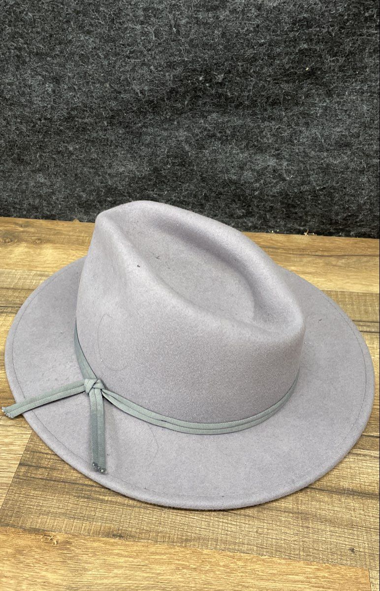 Brixton Unisex Gray Felt Fedora Wide Brim Hat Size M 7 1/4 58cm