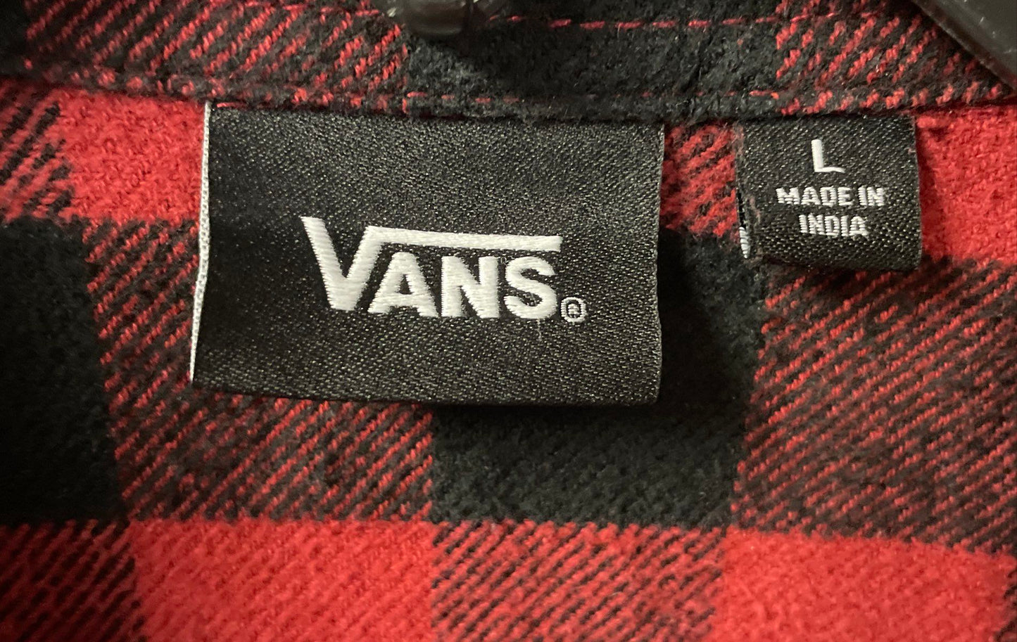 Vans Men's Red Black Plaid Flannel Long Sleeve Button Down Shirt Size L