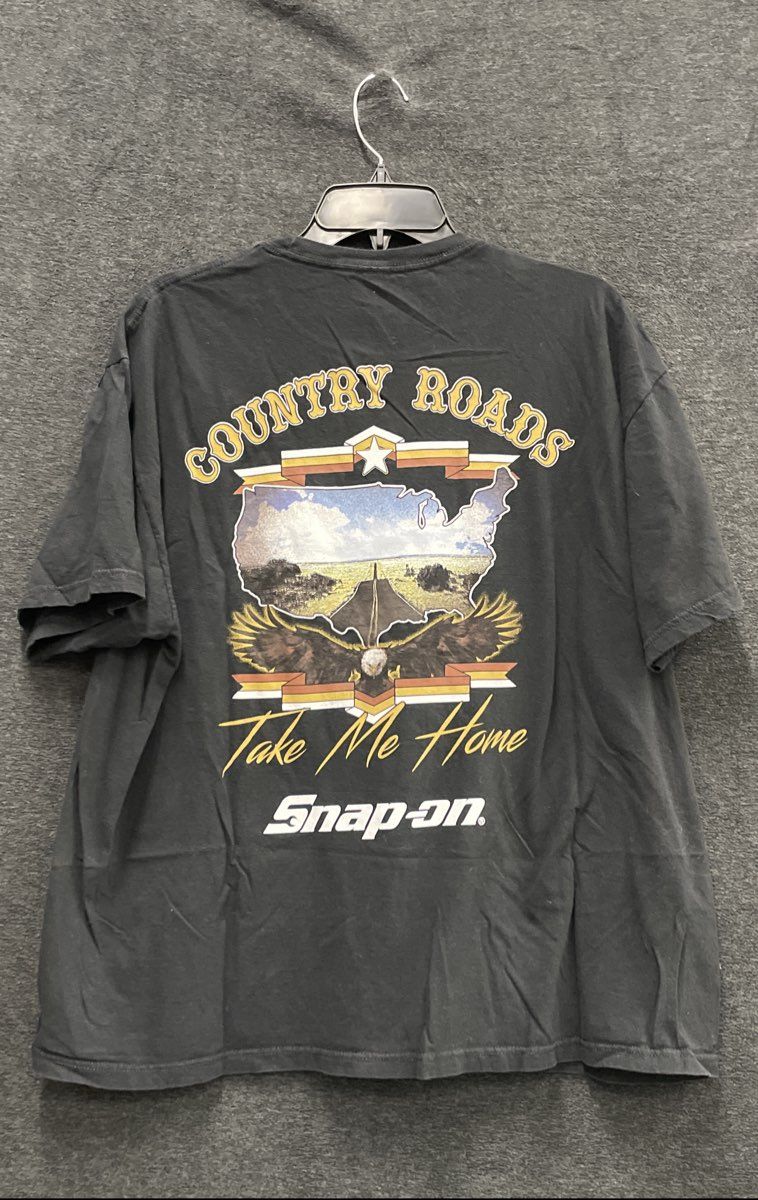 Snap-on Men's Black Country Roads Eagle USA Map Graphic T-Shirt Sz 2XL