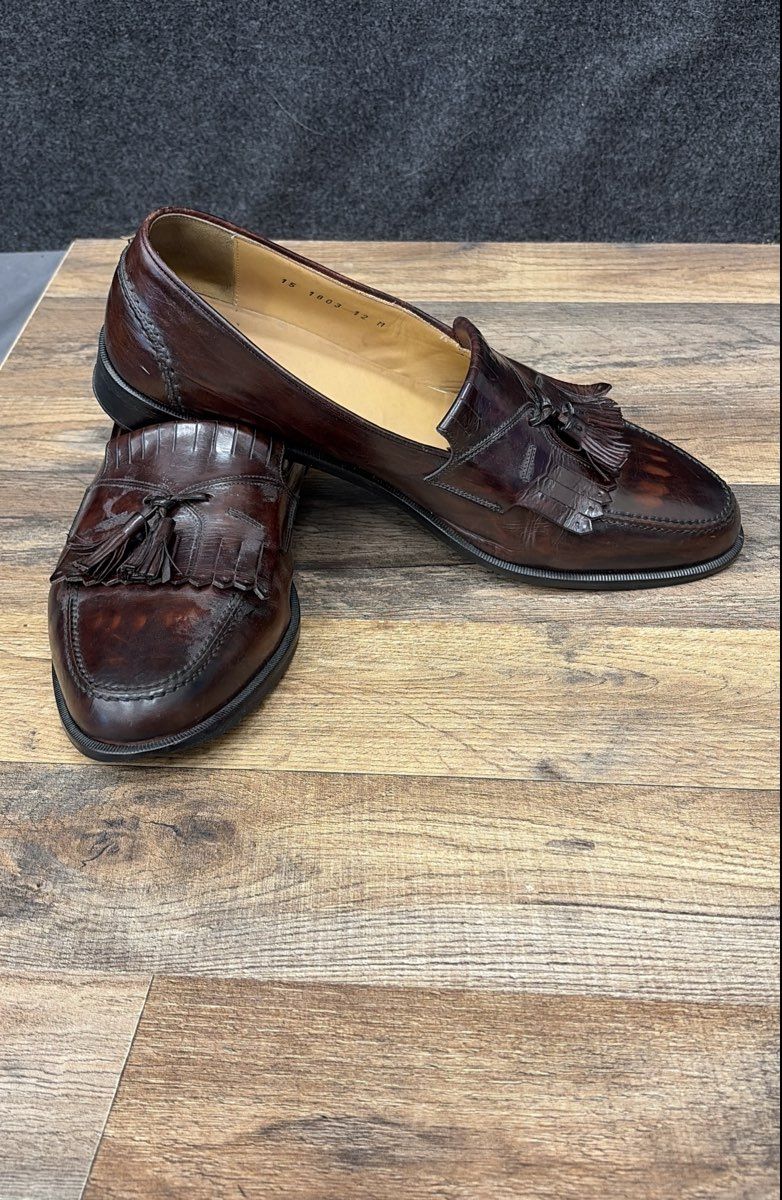 Johnston & Murphy Brown Leather Tassel Kiltie Loafers Men's Shoes Size 12 M
