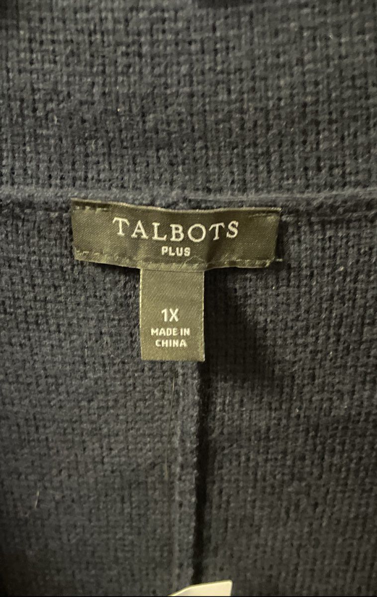 Talbots Women's Navy Blue Double Breasted Cardigan Gold Crest Plus Sz 1X NWT