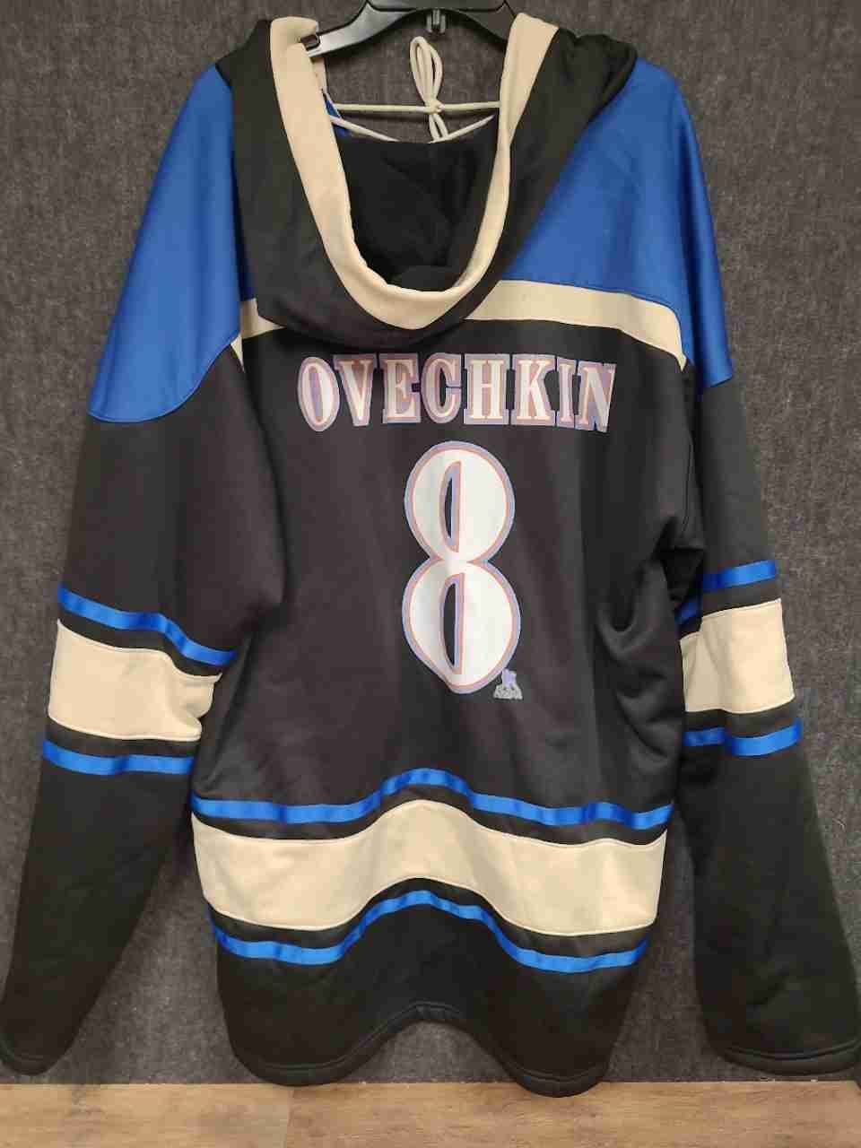 Washington Capitals Men's Alex Ovechkin #8 Hockey Jersey Hoodie Black Sz 3XL