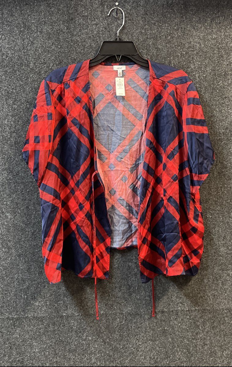 Aerie Women's Red Navy Plaid Viscose Sleepwear Wrap Shirt NWT Sz XL