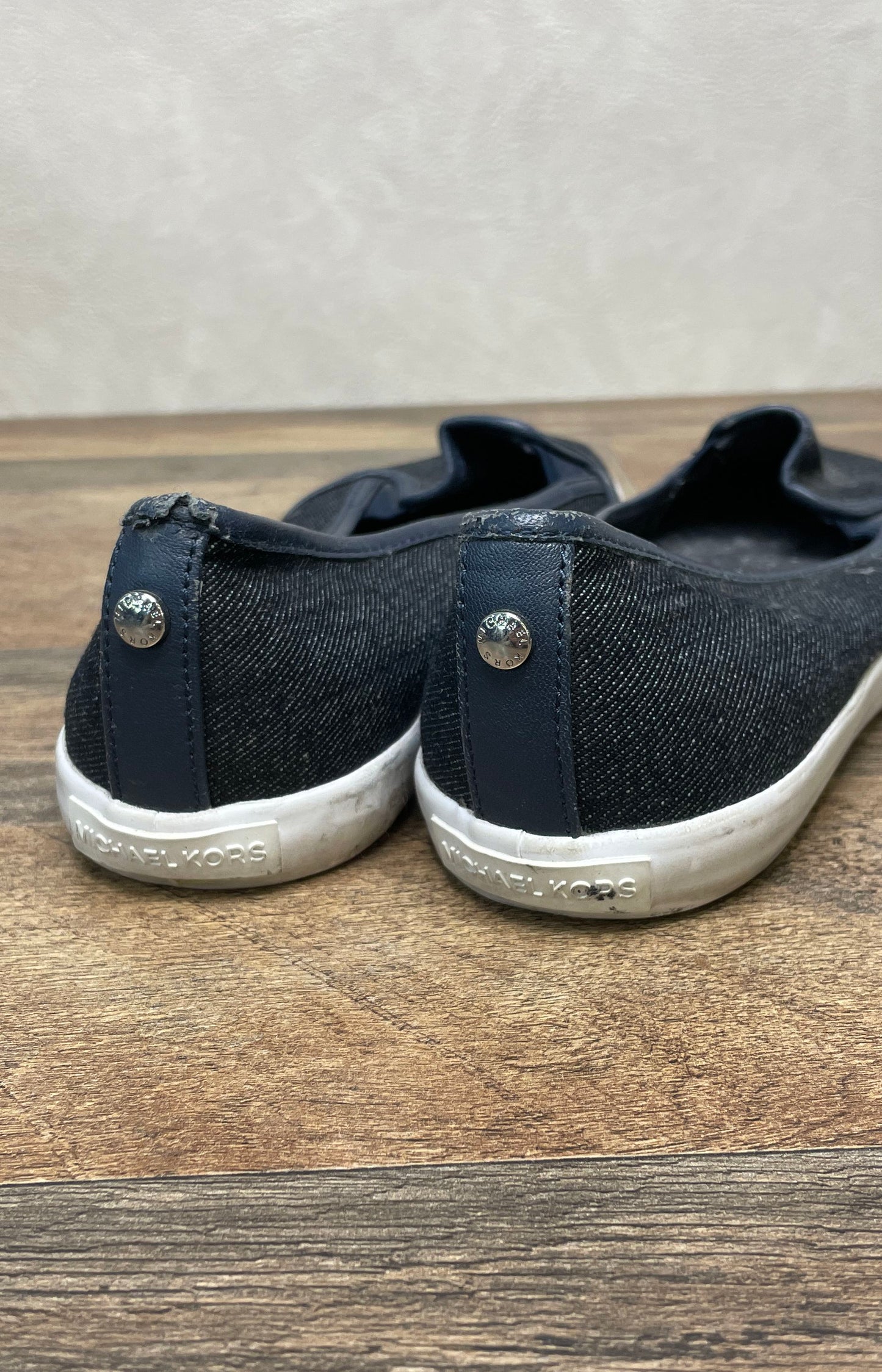 Michael Kors Navy Blue Denim Textile Slip-On Sneakers Size 8M