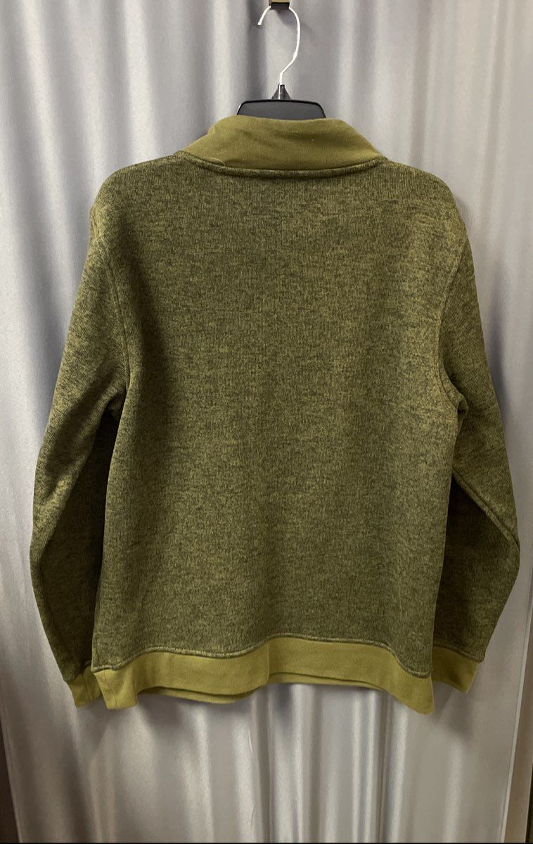 Wicked Stitch Men's Green Heathered 1/2 Zip Pullover Quilted Elbow Patches Sz L