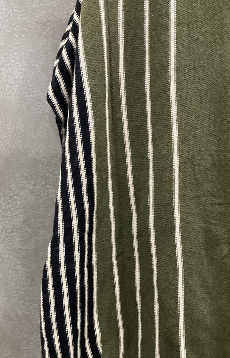 NY Collection Women's Olive Green Striped Dolman Sleeve Cotton Blend Top Sz S