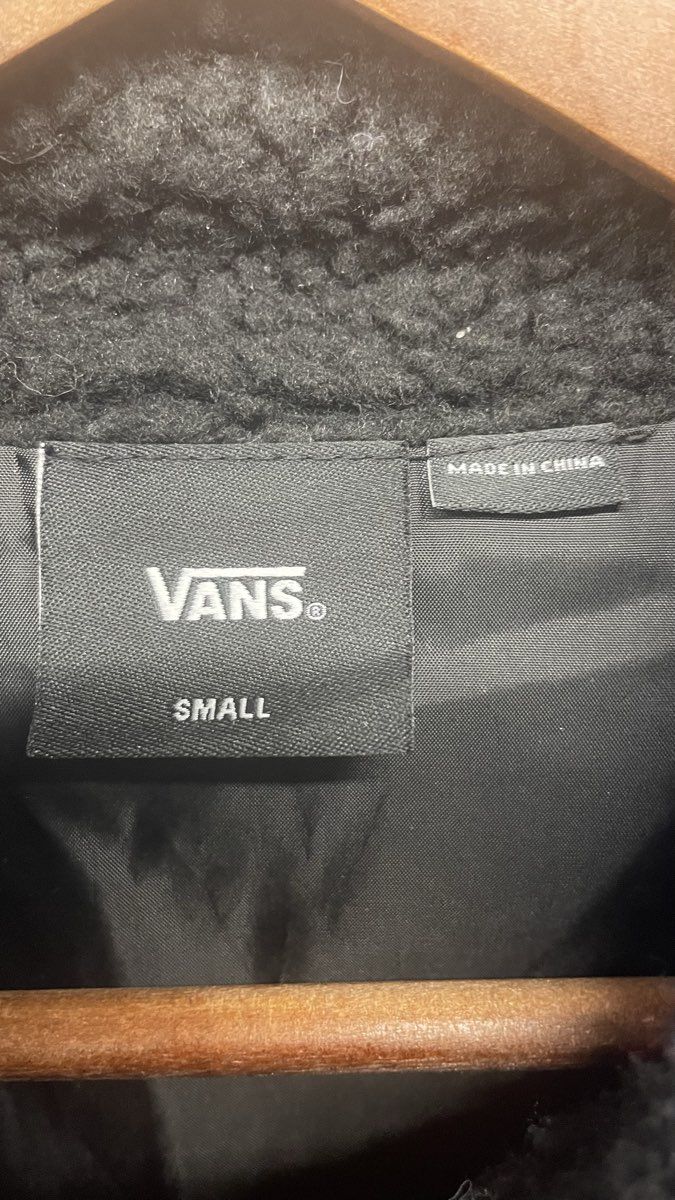 Vans Women's Wild Patchwork Sherpa Jacket Black Leopard Print Pocket Sz S