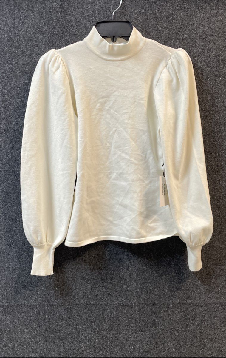 LINI Women's Gillian Sweater Ivory Puff Sleeve Mock Neck Knit Sz XS NWT