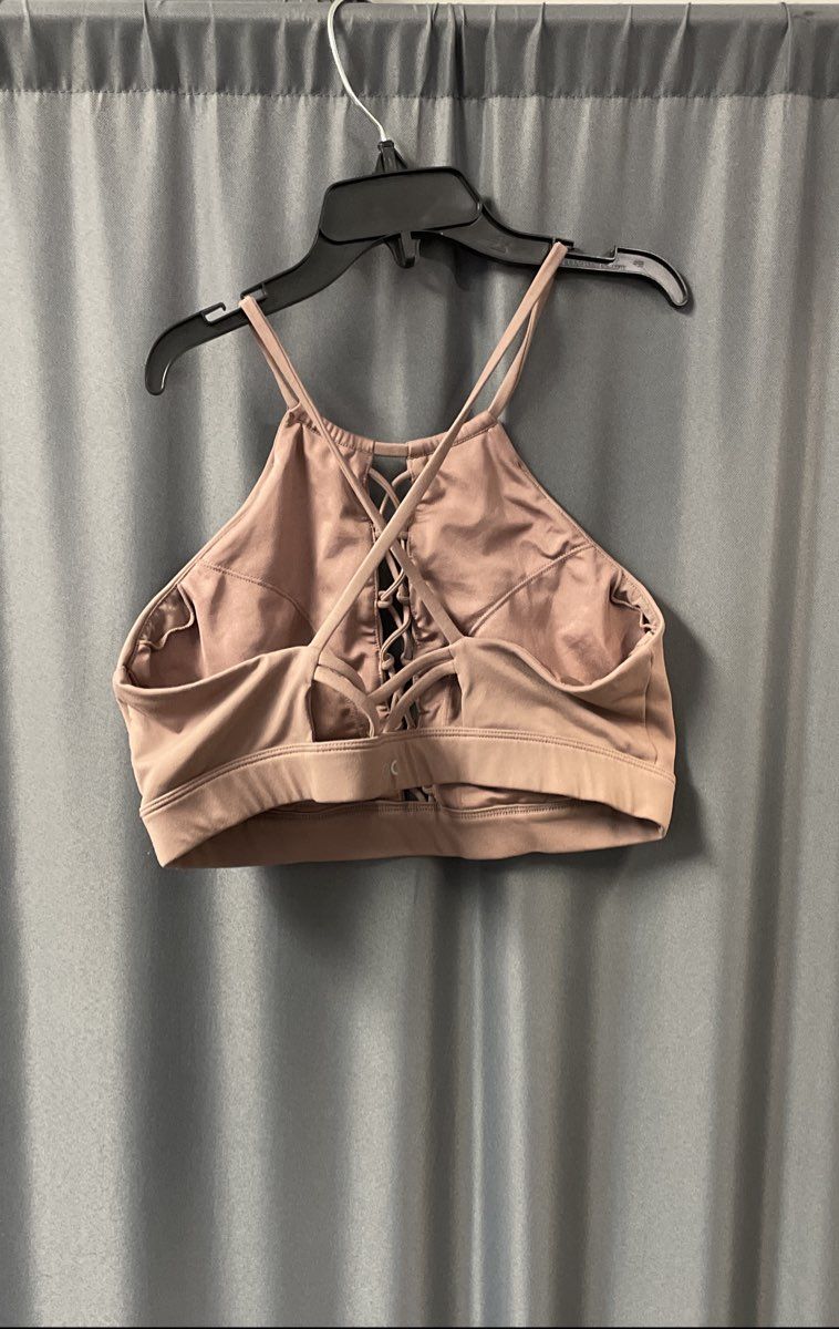 Alo Yoga Women's Smoky Quartz Lace Up Sports Bra Strappy Halter Sz M