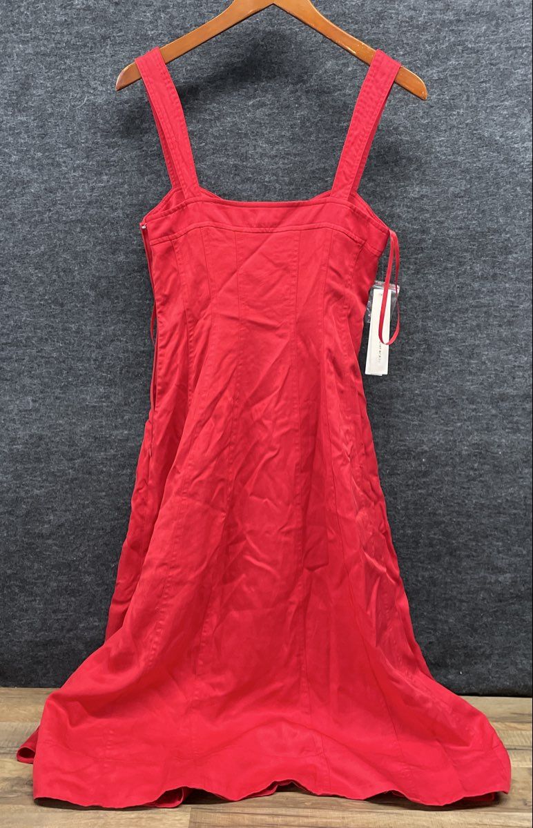 Aqua x Liat Baruch Women's Red Button Front Sleeveless Midi Dress Sz S NWT