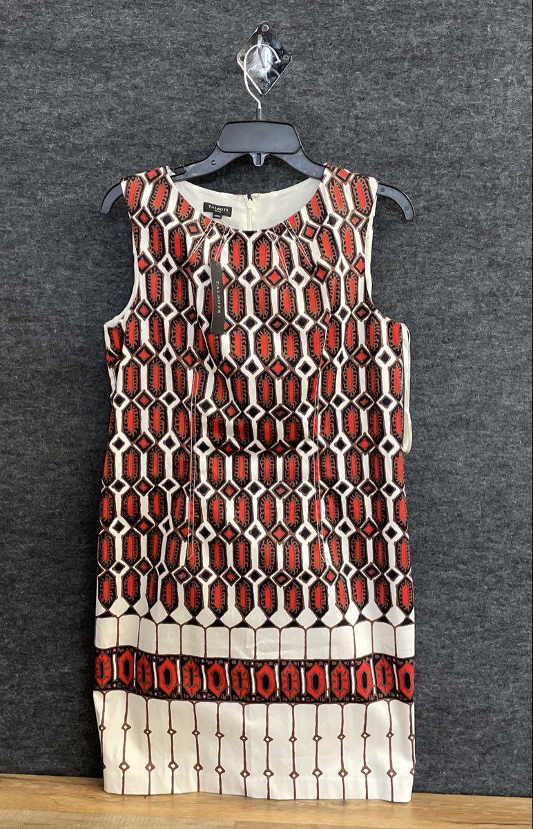 Talbots Women's Geometric Shift Dress Multicolor Cotton Blend NWT Sz 10P