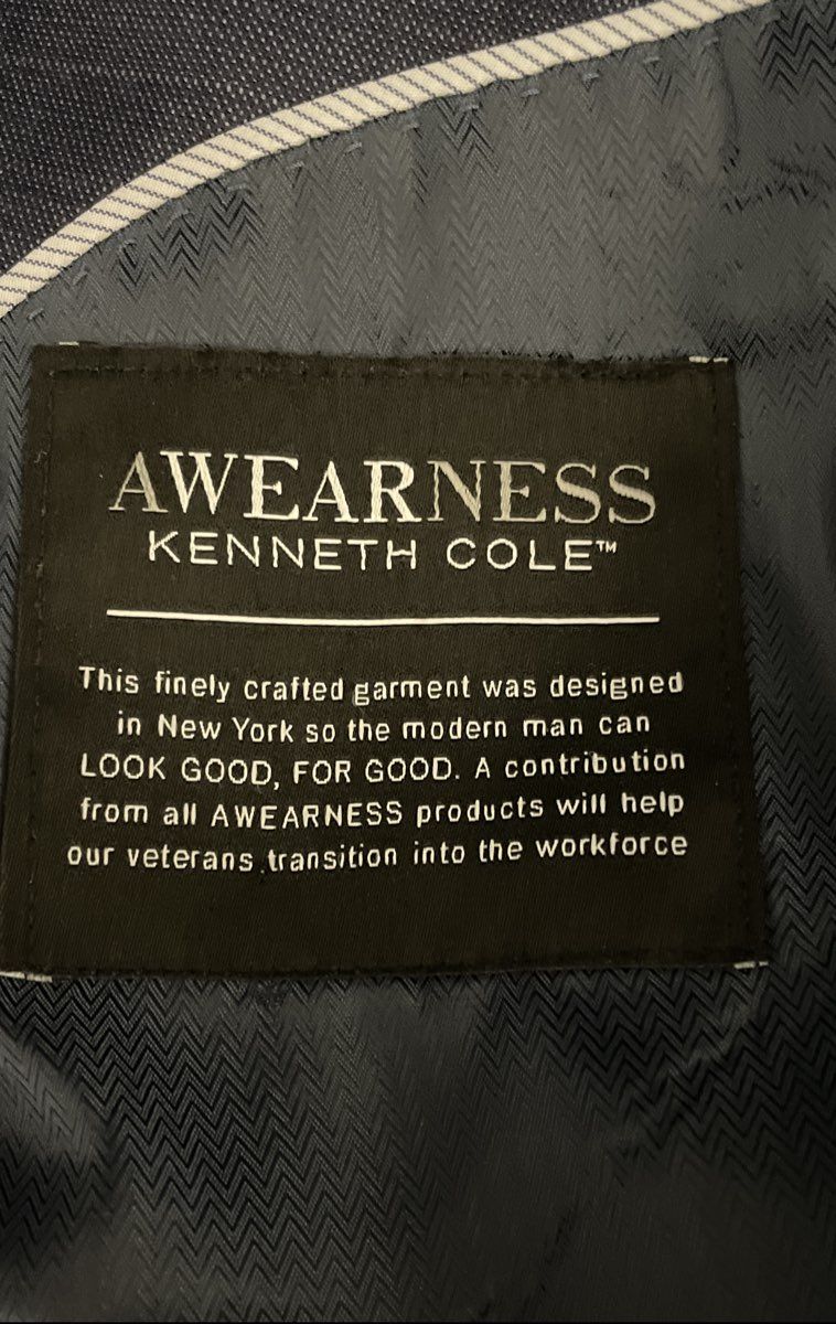 Awearness Kenneth Cole Men's Blue Wool Blend Two-Piece Suit Sz 56L 50