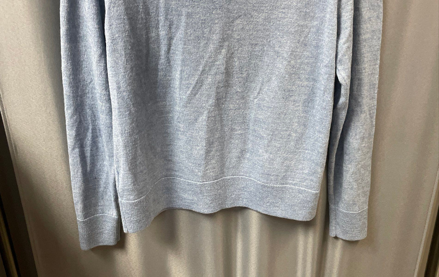 J. Crew Men's Blue Merino Wool Blend 1/4 Zip Pullover Sweater Size L