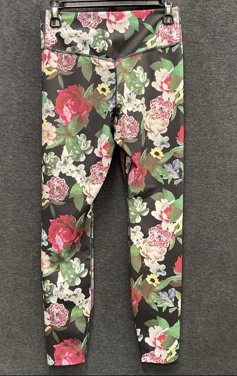 Nike Women's Dri-FIT Floral Training Leggings Black Multicolor Peony Print Sz M