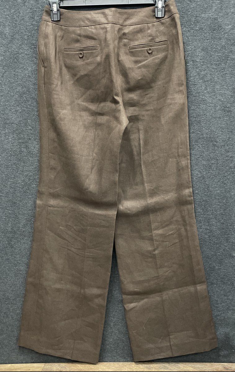 Talbots Women's Brown Pure Irish Linen Trousers Dress Pants NWT Size 10