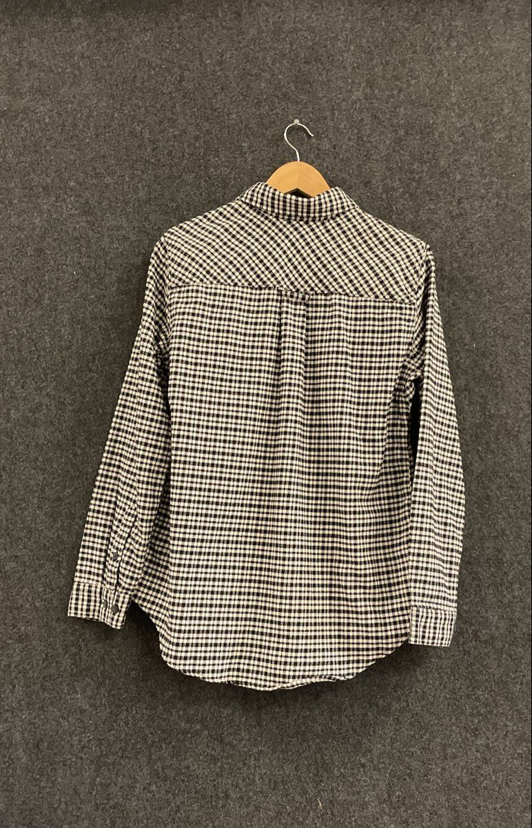 Duluth Trading Co Women's Folklore Flannel Shirt Black White Houndstooth Sz M