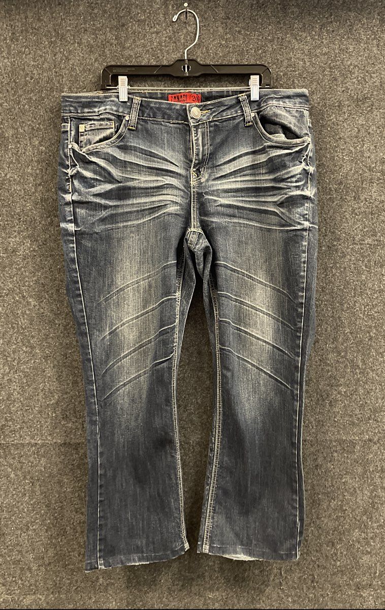 Vintage Y2K Zanadi Women's Blue Embroidered Wing Pocket Bootcut Jeans Size 20